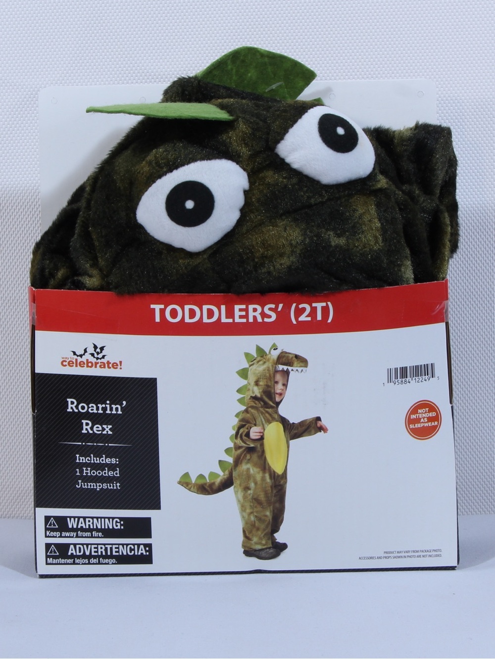 Way to Celebrate Roarin' Rex 2T Toddler Dinosaur Costume Green NWT